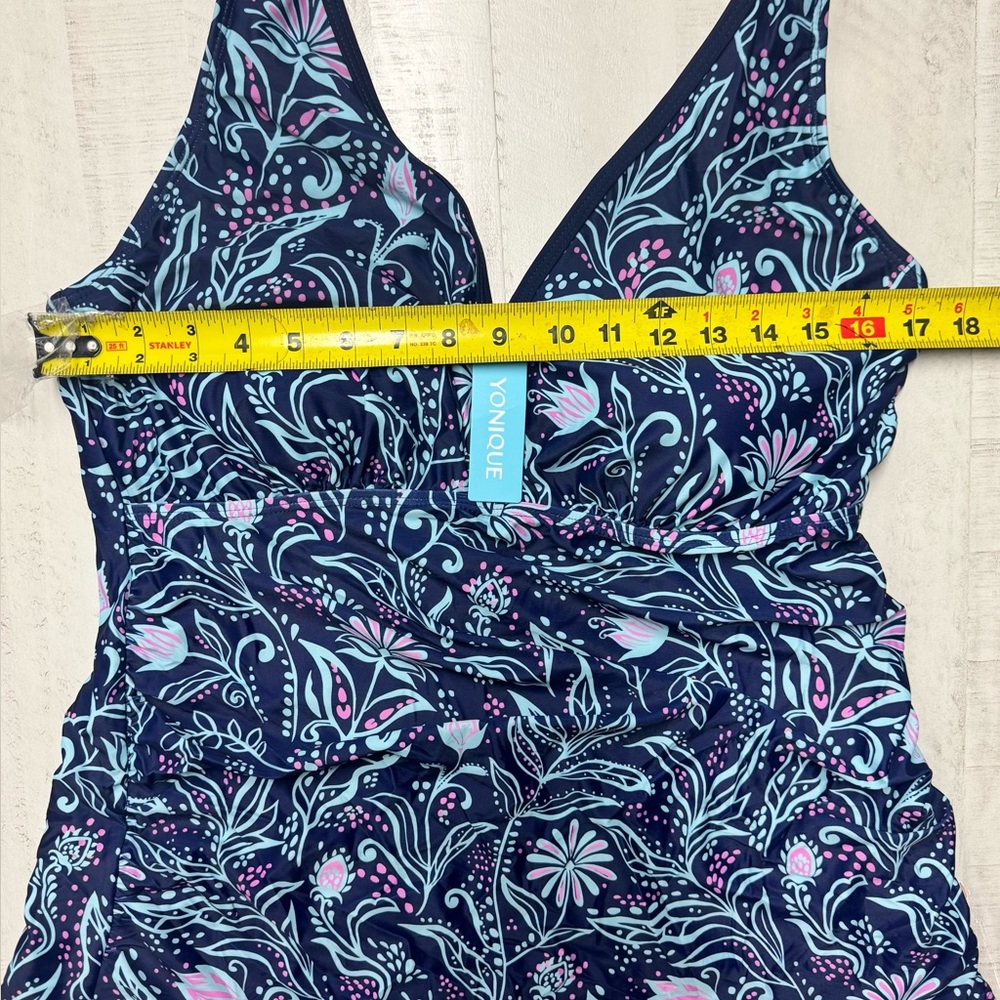 Yonique Plus Size Tummy Control Tankini with Boyshorts Athletic Swimwear - Picture 10 of 14